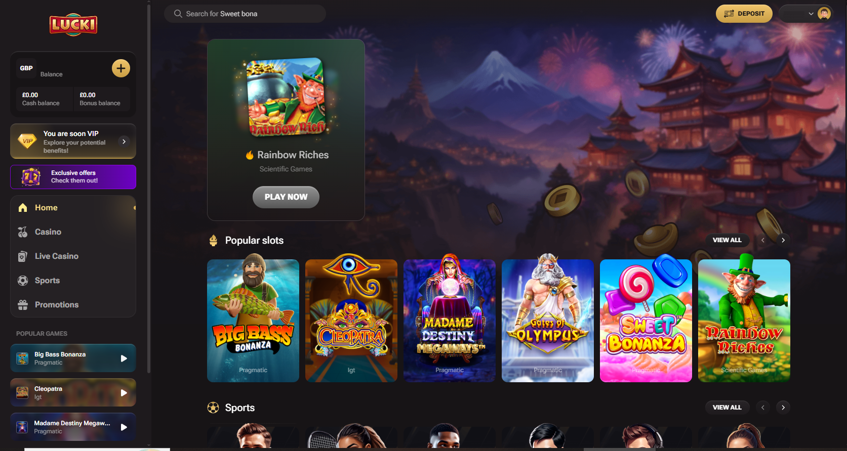 Lucki.Casino Screenshot